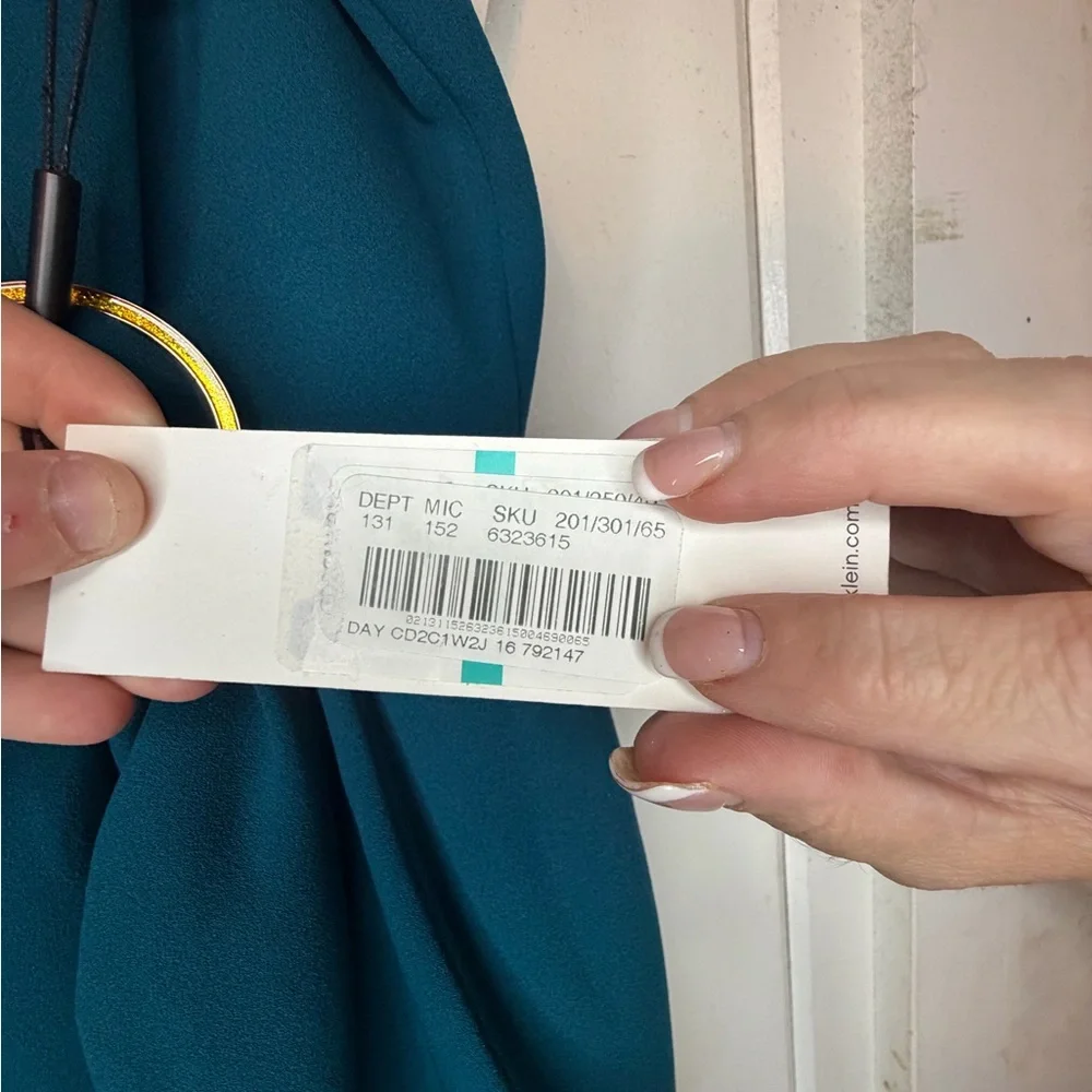 Calvin Klein Teal Midi Dress with Ring Detail - Picture 5 of 6